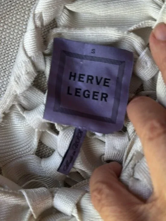 Herve Leger Cream Mini Dress - Picture 4 of 14